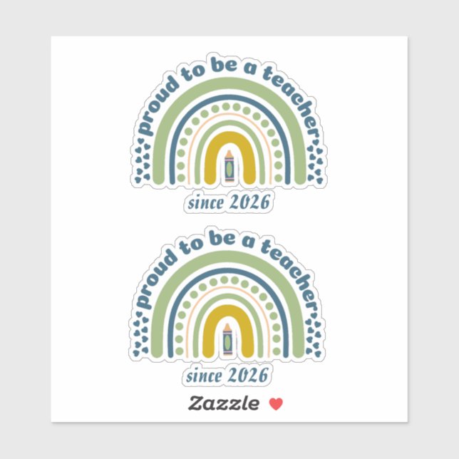 Proud To Be a Teacher Retro Blue Green (Sheet)