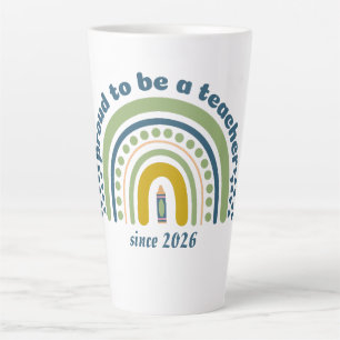 Proud To Be a Teacher Retro Blue Green Latte Mug