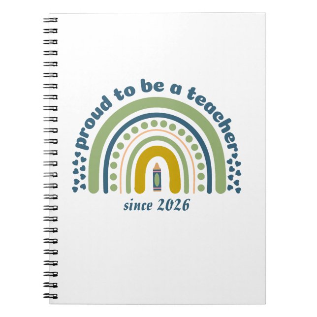 Proud To Be a Teacher Retro Blue Green Notebook (Front)