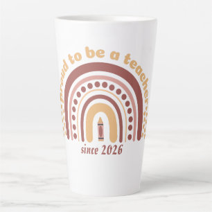 Proud To Be a Teacher Retro Brown Orange Latte Mug