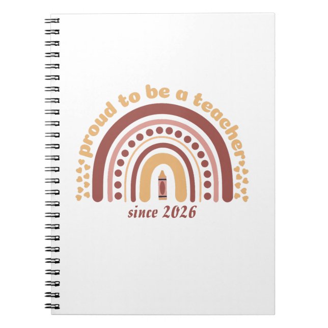 Proud To Be a Teacher Retro Brown Orange Notebook (Front)