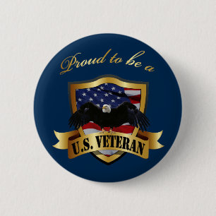 Proud to be a U.S. Veteran - navy blue 6 Cm Round Badge