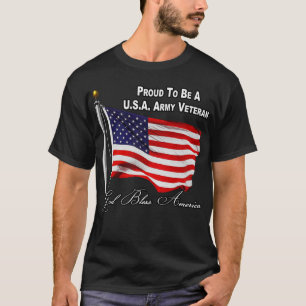 Proud To Be A US Army Veteran With USA Flag T-Shirt