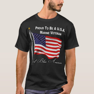 Proud To Be A US Marine Veteran With USA Flag T-Shirt