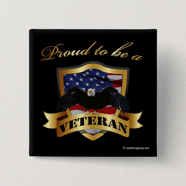 Proud to be a Veteran 15 Cm Square Badge (Front)