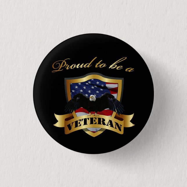 Proud to be a Veteran 3 Cm Round Badge (Front)