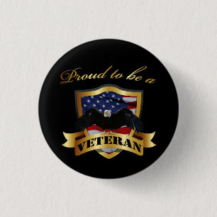 Proud to be a Veteran 3 Cm Round Badge