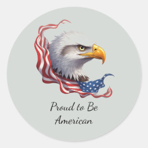 Proud to Be American, USA Flag Patriotic Gift Classic Round Sticker