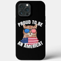 Proud To Be Americat Cat USA Flag Happy Fourth 4th