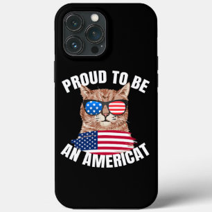 Proud To Be Americat Cat USA Flag Happy Fourth 4th iPhone 13 Pro Max Case