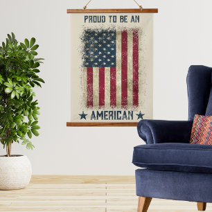 Proud To Be An American Distressed Flag Hanging Tapestry
