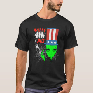 Proud To Be An American Happy 4th Of July Alien T-Shirt