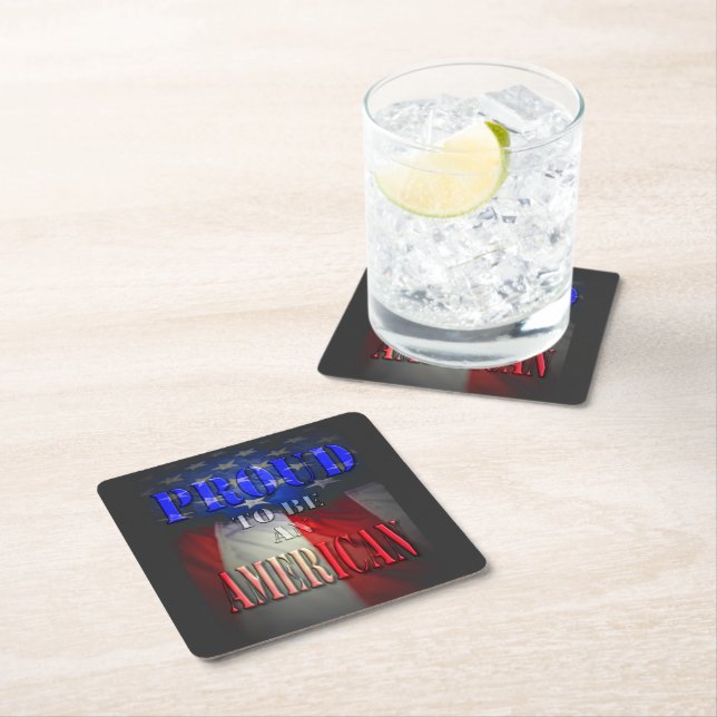 Proud to be an American Square Paper Coaster (Insitu)