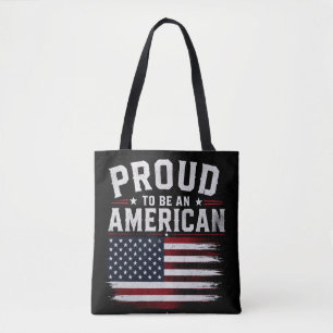 Proud To Be An American USA Flag Patriotic Tote Bag