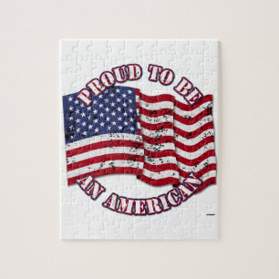 Proud To Be An American With USA Flag distressed Jigsaw Puzzle