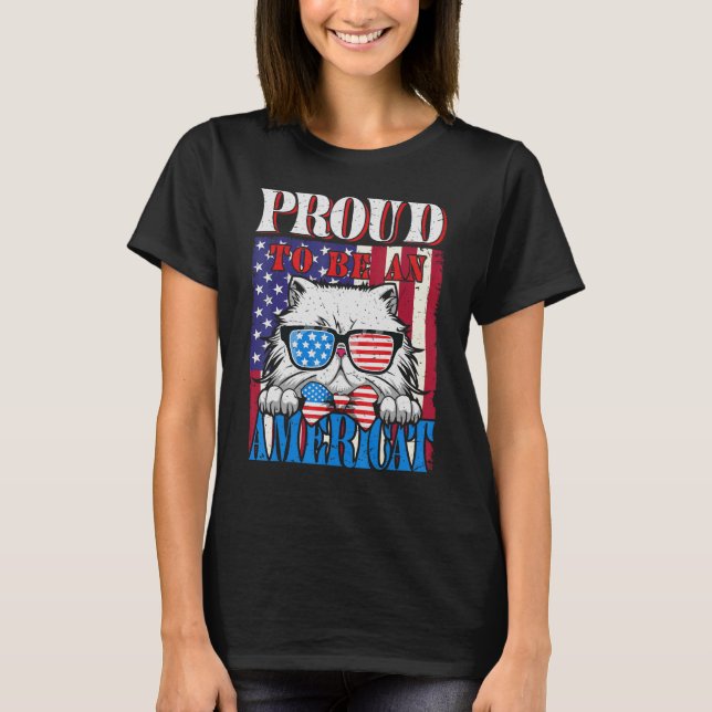 Proud to be an Americat American Cat Patriotic   C T-Shirt (Front)