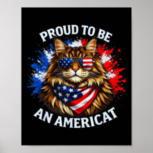 Proud to be an americat maine coon patriotic usa poster
