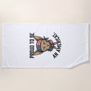 Proud To Be An Americat Patriotic Cat Shirt_1 Beach Towel