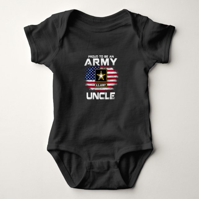 Proud To Be An Army Uncle With American Flag Gift Baby Bodysuit (Front)