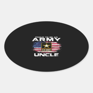 Proud To Be An Army Uncle With American Flag Gift Oval Sticker