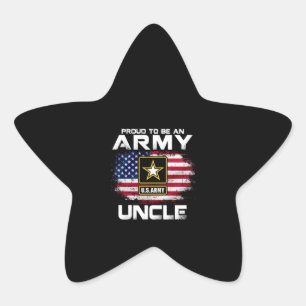 Proud To Be An Army Uncle With American Flag Gift Star Sticker