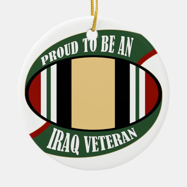Proud To Be An Iraq Veteran Ceramic Tree Decoration (Front)