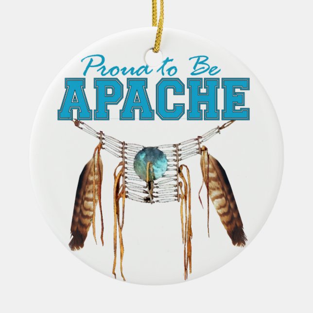 Proud to be Apache Ceramic Tree Decoration (Front)