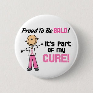 Proud To Be Bald Breast Cancer Stick Figure 6 Cm Round Badge