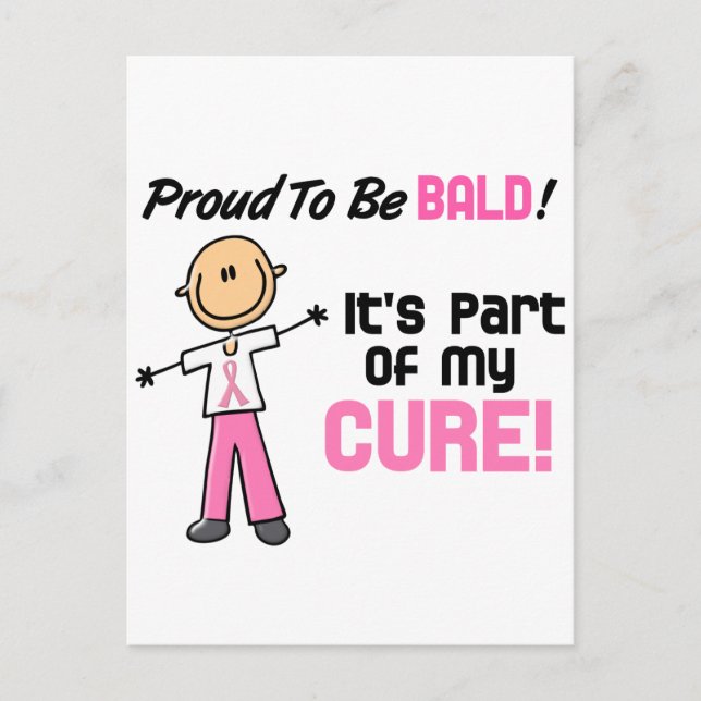 Proud To Be Bald Breast Cancer Stick Figure Postcard (Front)