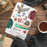Proud to be Canadian | Watercolor Illustration Tea Towel<br><div class="desc">A perfect piece of collectable art for for anyone that loves Canada. Featuring watercolor illustrations of iconic Canadian symbols. Add your custom wording to this design by using the "Edit this design template" boxes on the right hand side of the item, or click the blue "Customise it" button to arrange...</div>
