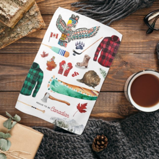 Proud to be Canadian | Watercolor Illustration Tea Towel (Creator Uploaded)