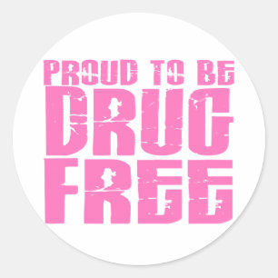Proud To Be Drug Free 2 Pink Classic Round Sticker
