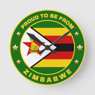 Proud To Be From Zimbabwe Round Clock