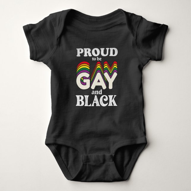 Proud To Be Gay And Black LGBT Pride Baby Bodysuit (Front)