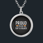 Proud To Be Gay And Black Pride Month 2025 Silver Plated Necklace<br><div class="desc">Proud To Be Gay And Black Pride Month 2025</div>