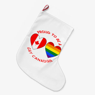 Proud to be Gay Canadian Heart Flags Large Christmas Stocking