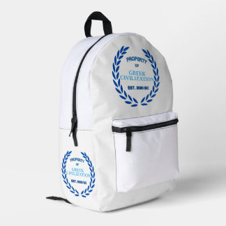 Proud to be Greek -Property of Greek Civilization Printed Backpack