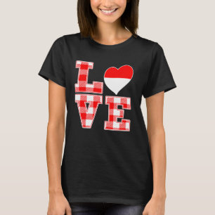 Proud To Be Indonesian I Love Indonesia Flag Heart T-Shirt