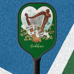 Proud To Be Irish Vintage Harp and Shamrock Custom Pickleball Paddle