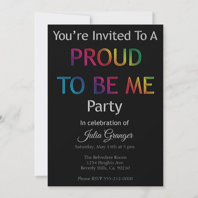 Proud To Be Me Coming Out Party Invitation (Front)