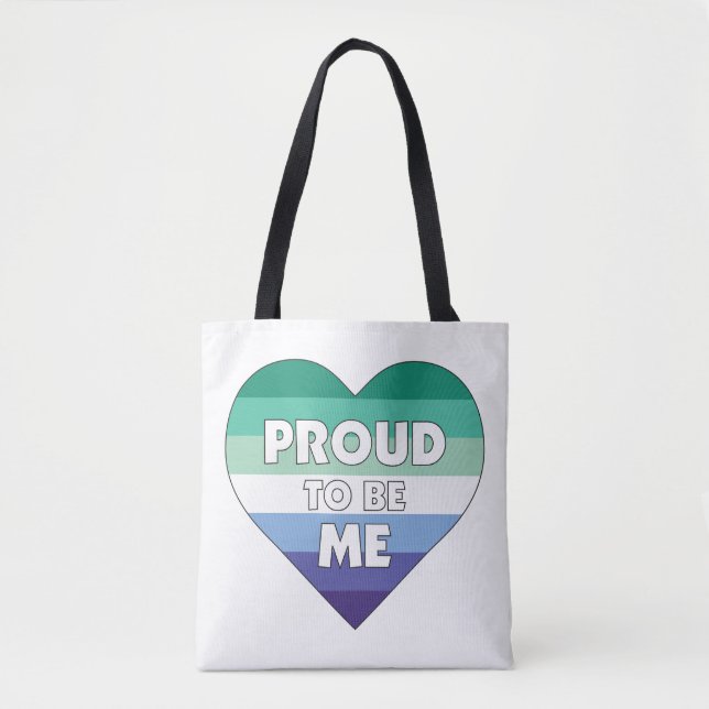 Proud to Be Me LGBTQ Gay Men Pride Heart Tote Bag (Front)