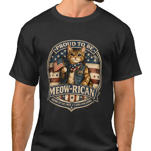 Proud to be Meow-rican American Flag Cat Dad Men's T-Shirt