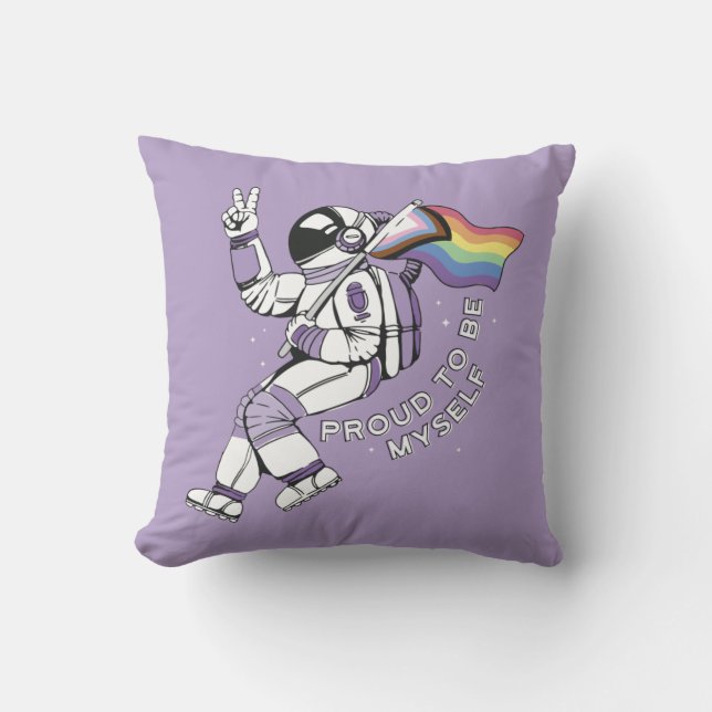 Proud To Be Myself LGBTQ Astronaut  Cushion (Front)