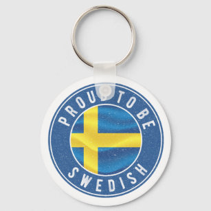 Proud to be swedish Flag T-Shirt Trucker Hat Butto Key Ring
