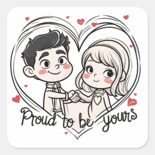 Proud to be yours love square sticker