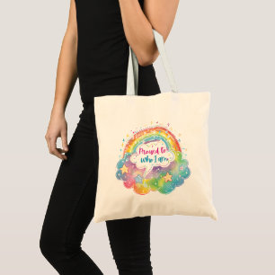 Proud to Who I Am Rainbow Art Self Love Pride Gift Tote Bag