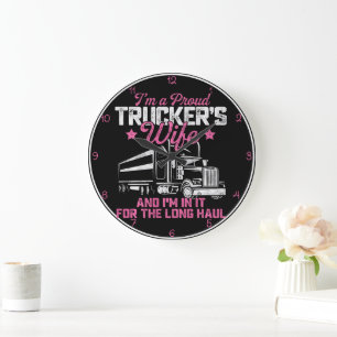 Proud Trucker's Wife: Long Haul Love Large Clock