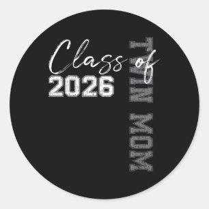Proud Twin Mum Of A Cl Of 2026 Graduate Senior 26 Classic Round Sticker