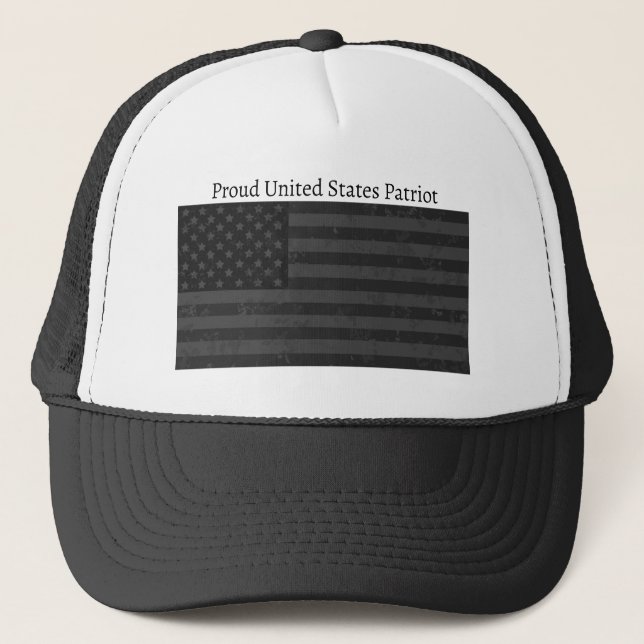 Proud U S Patriot American Flag Trucker Hat (Front)