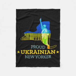 Proud Ukrainian New Yorker - New York Map And Ukra Fleece Blanket
